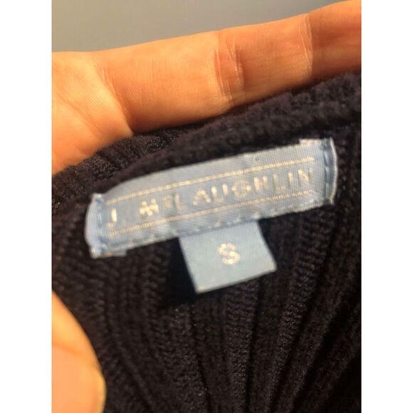 J.McLaughlin Vintage Deep Navy Ribbed Quarter Zip Sweater, size S - Picture 2 of 4